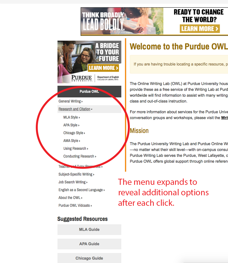 Navigating The New Owl Site Purdue Writing Lab