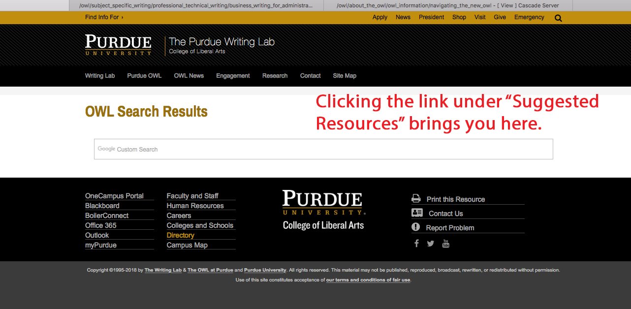 Navigating The New Owl Site Purdue Writing Lab