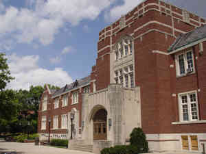 This images shows a picture of Purdue University Memorial Union on the West Lafayette, Indiana, campus. The quality of the picture is not as good as the previous picture of Memorial Union.