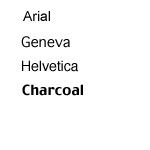 An image of four san-serif fonts: Arial, Geneva, Helvetica, and Charcoal.