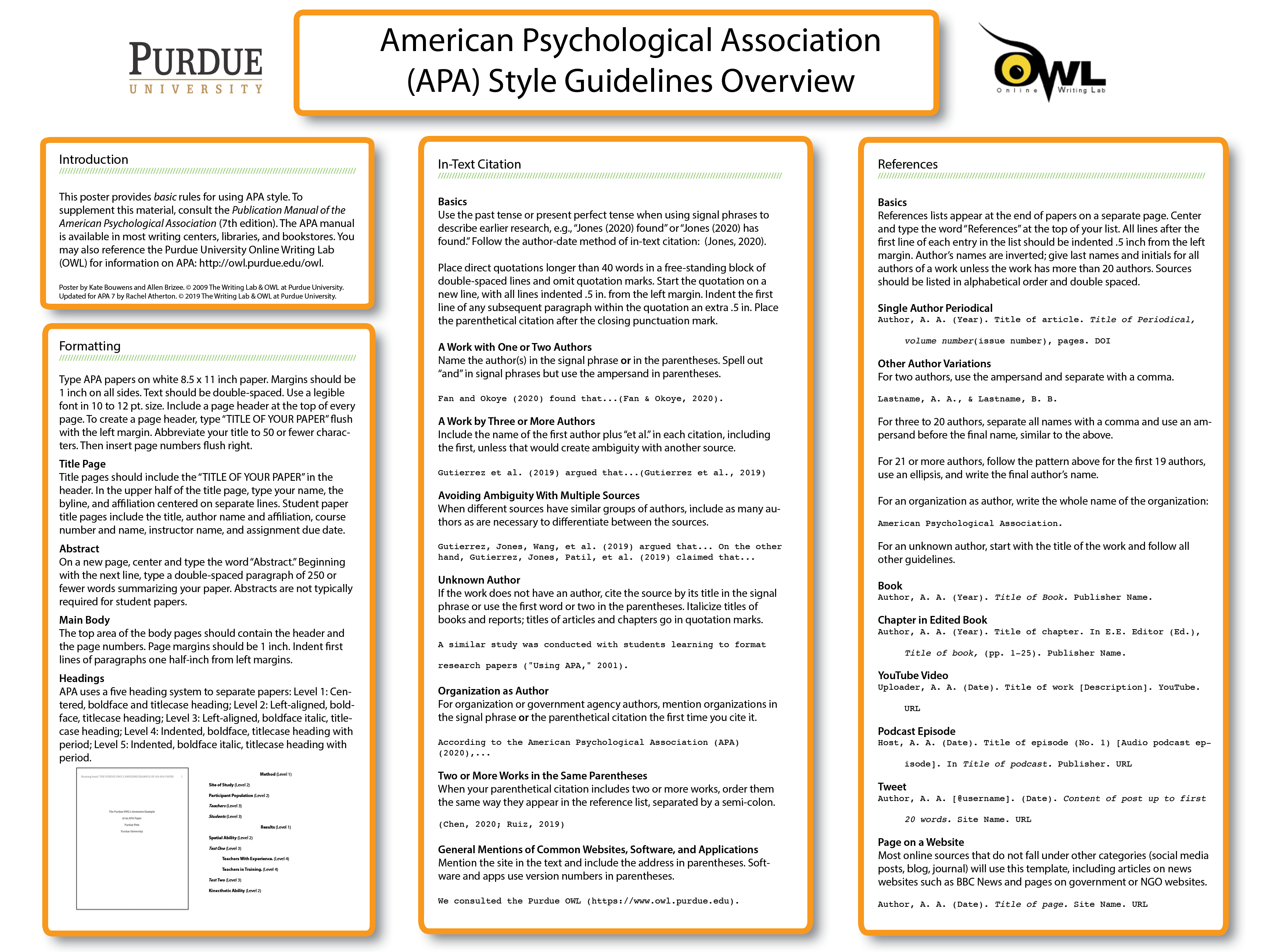 Apa Classroom Poster Purdue Writing Lab Owl Citing Interview 