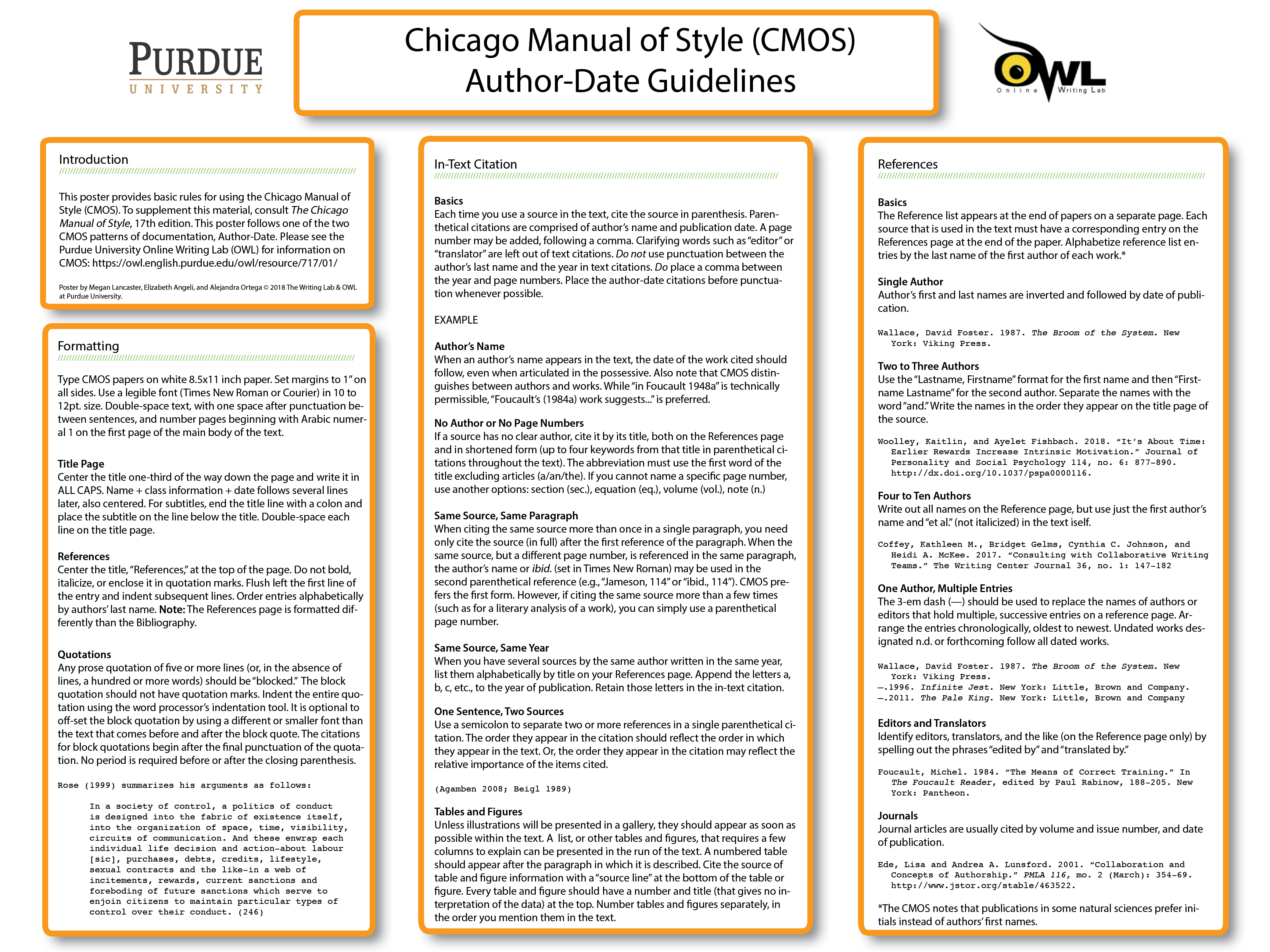 CMOS Author Date Classroom Poster // Purdue Writing Lab