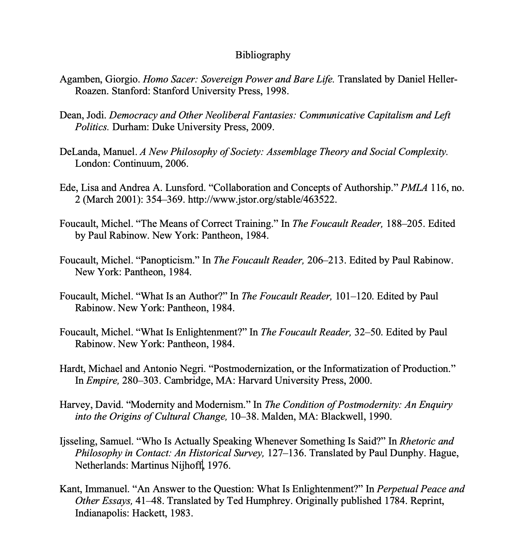 Sample of bibliography page in CMOS