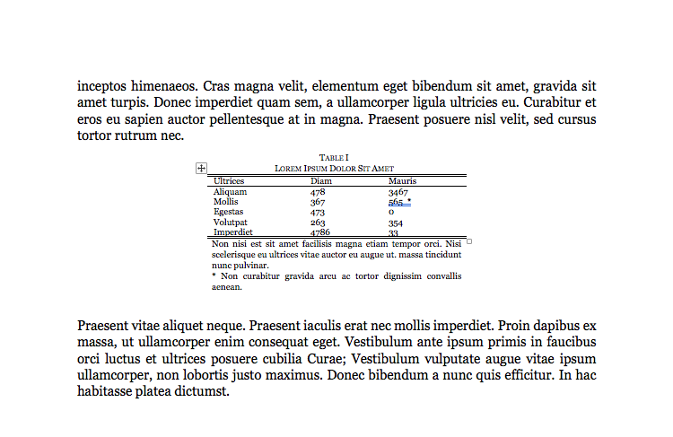 apa format big tables on word document