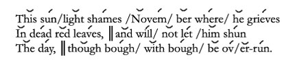 Image of Rossetti poem indicating syllables and stress.