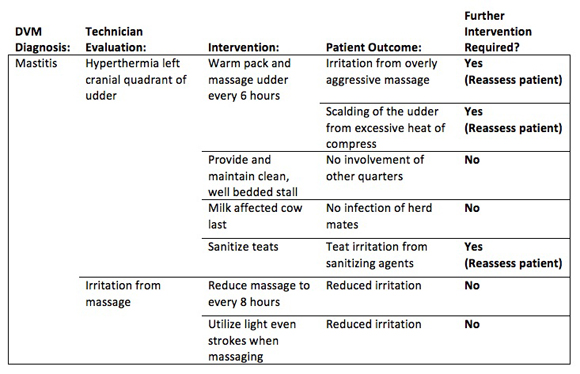 This image shows continued assessment of the mastitis cow care plan mentioned above.